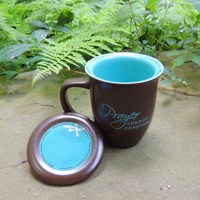 Abbey + CA Gift Abbey Gift Prayer Changes Everything Coaster Brown and Blue, 1 Count, Dishwasher Safe Mugs For Coffee and Tea, Includes Bible Verse, "4 x 4.38""" (52892),14 ounce - Image 4